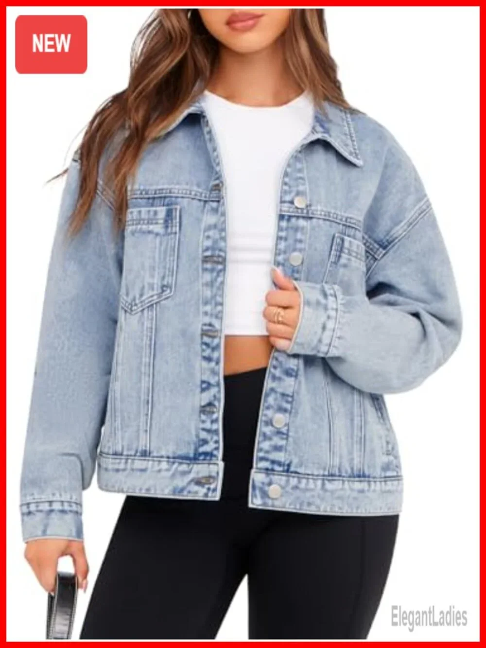 Oversized Denim Jacket Long Sleeve Button Down 80s Vintage 90s Y2K Trendy